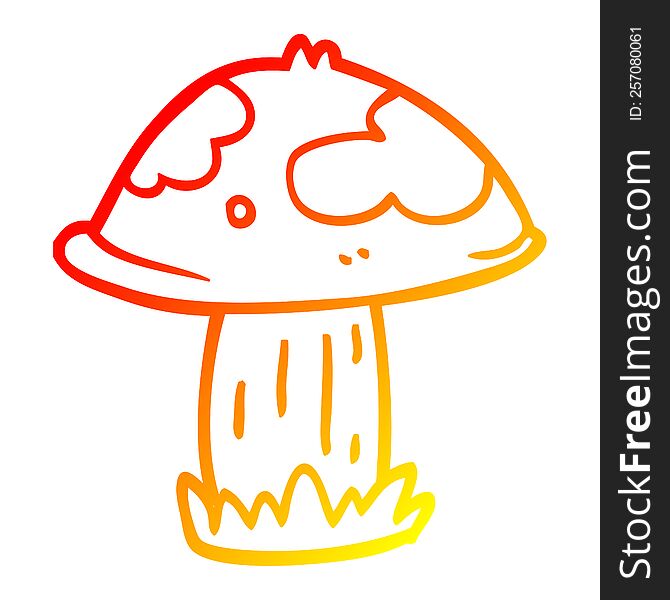 Warm Gradient Line Drawing Cartoon Wild Mushroom