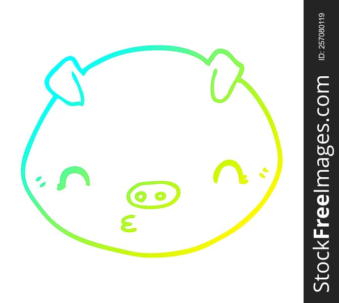 Cold Gradient Line Drawing Cartoon Pig