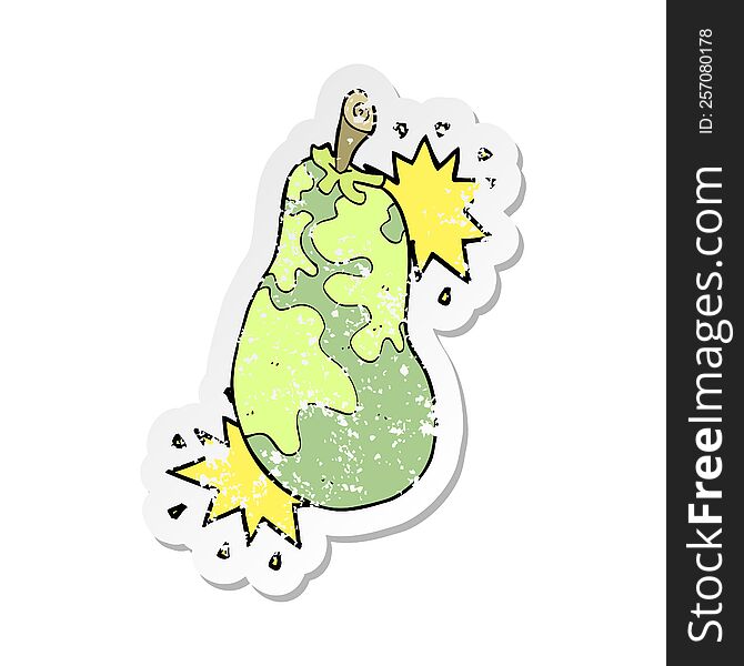 Retro Distressed Sticker Of A Cartoon Pear