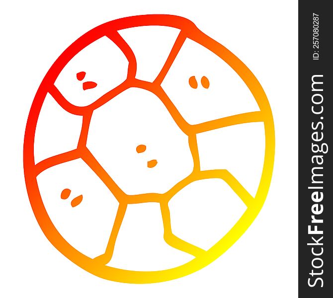 warm gradient line drawing of a cartoon soccer ball