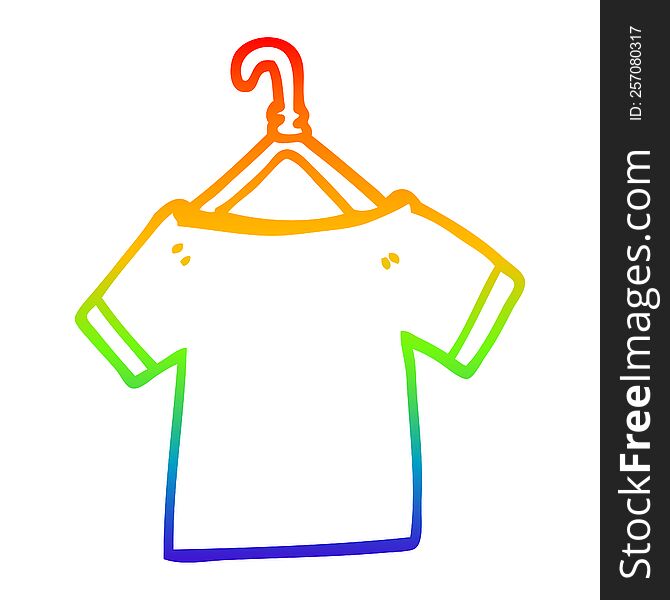 Rainbow Gradient Line Drawing Cartoon T Shirt On Hanger