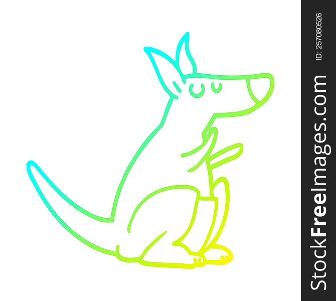 cold gradient line drawing of a cartoon kangaroo