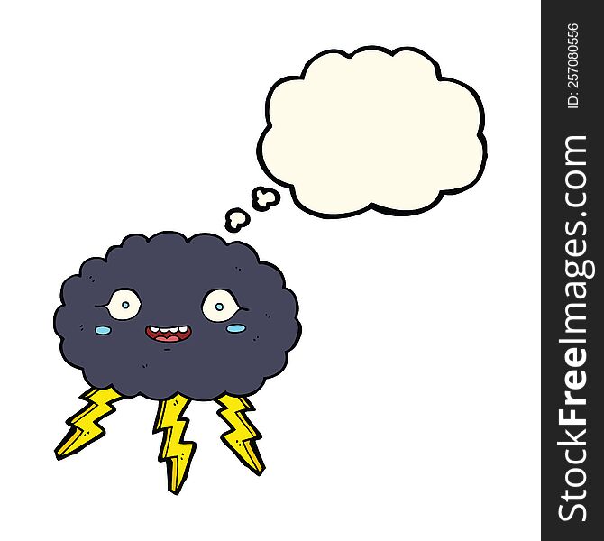 Happy Cartoon Rain Cloud With Thought Bubble
