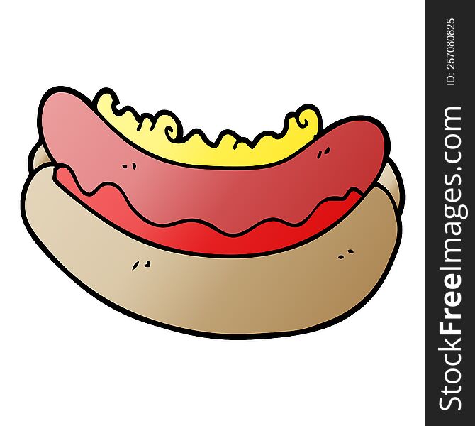 cartoon doodle hotdog in a bun