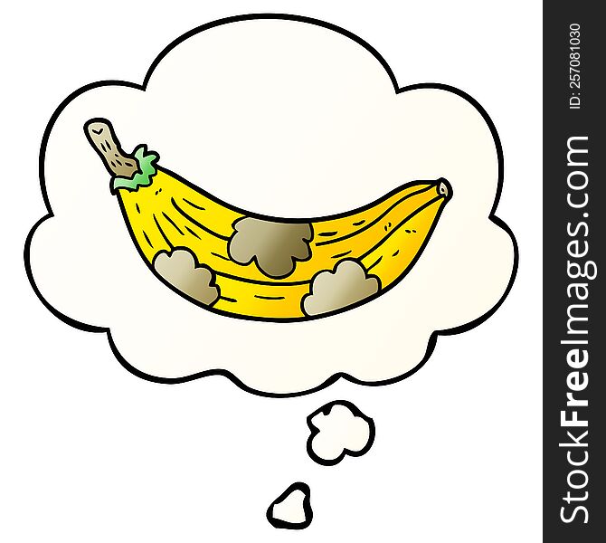 Cartoon Old Banana And Thought Bubble In Smooth Gradient Style