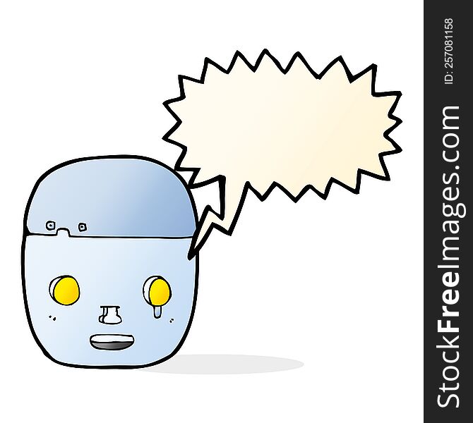 Cartoon Robot Head With Speech Bubble
