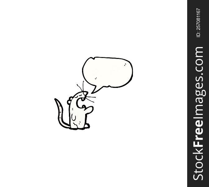 cartoon white mouse with speech bubble