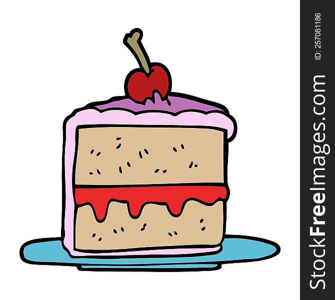 Cartoon Doodle Cake Slice