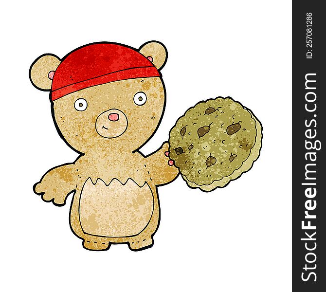 cartoon teddy bear with cookie
