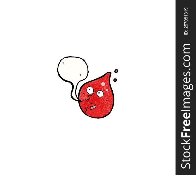 cartoon blood drop with speech bubble