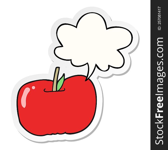 Cartoon Apple And Speech Bubble Sticker