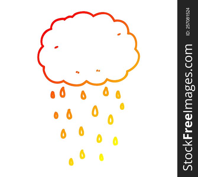 Warm Gradient Line Drawing Cartoon Rain Cloud