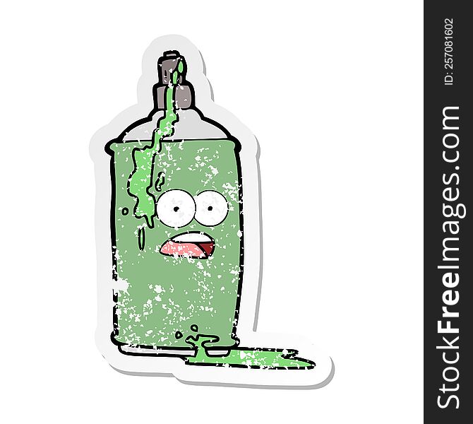 distressed sticker of a cartoon spray paint can