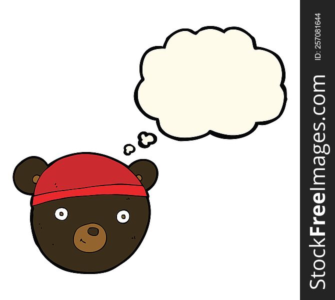 cartoon black bear face with thought bubble