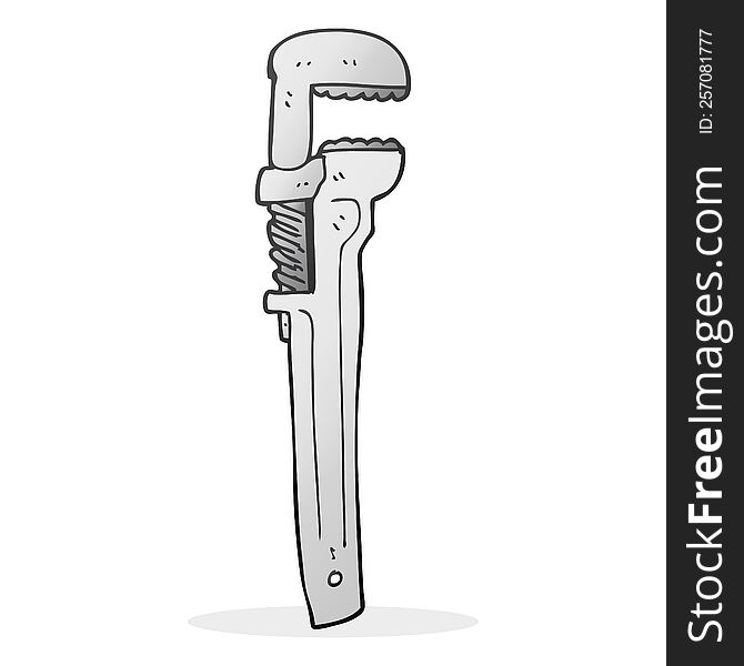 freehand drawn cartoon adjustable wrench