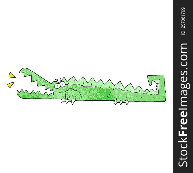 freehand textured cartoon crocodile