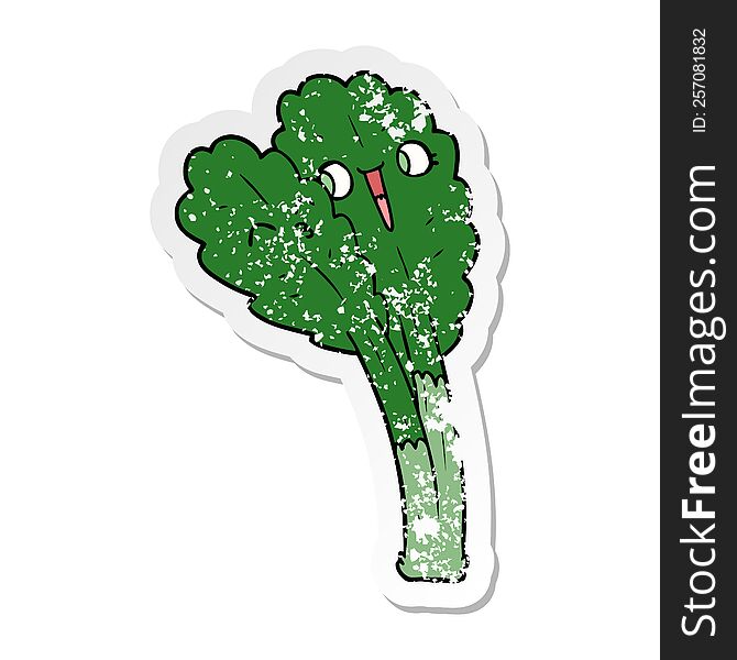 Distressed Sticker Of A Cartoon Salad Leaves