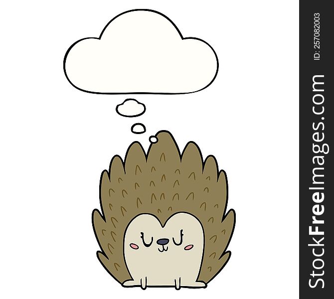 cute cartoon hedgehog with thought bubble. cute cartoon hedgehog with thought bubble