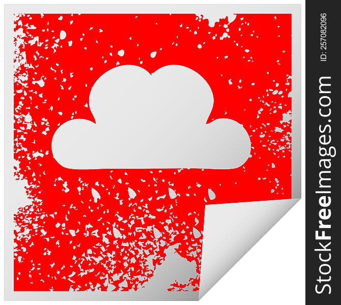 Distressed Square Peeling Sticker Symbol Rain Cloud
