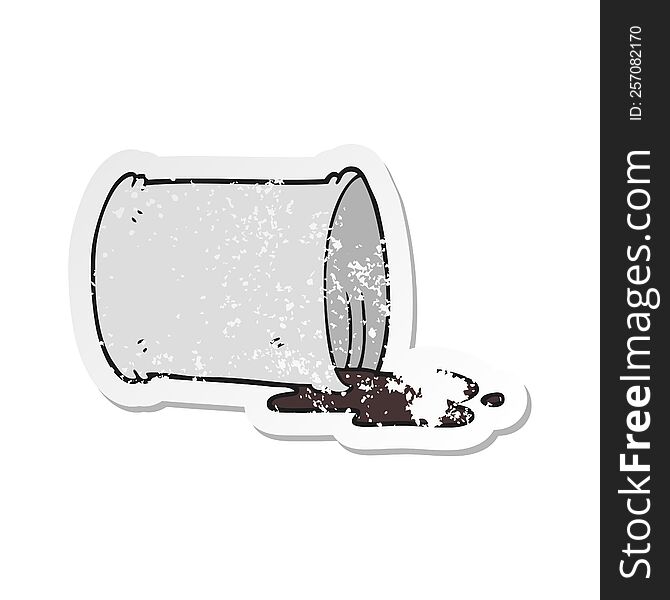 retro distressed sticker of a cartoon spilled oil drum