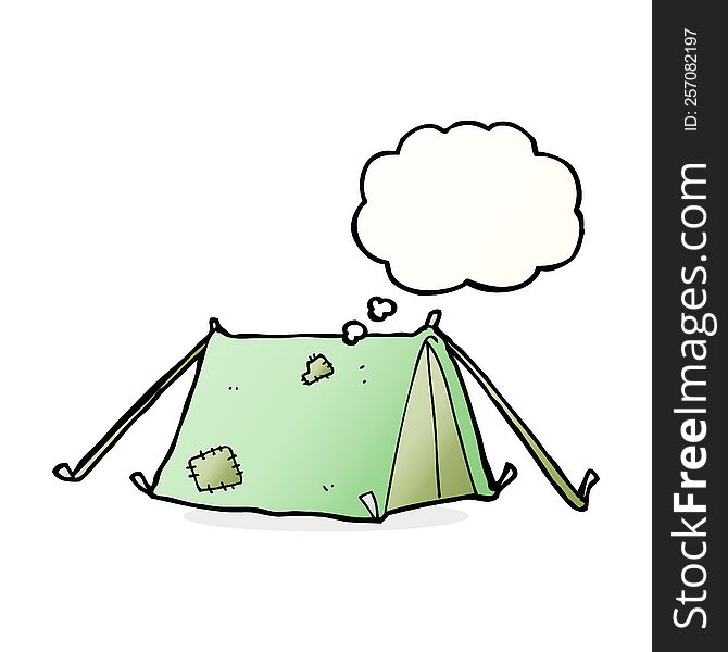 cartoon traditional tent with thought bubble
