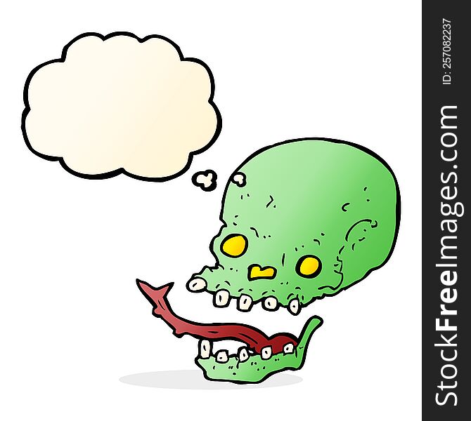 Cartoon Spooky Skull With Thought Bubble