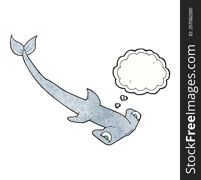freehand drawn thought bubble textured cartoon hammerhead shark