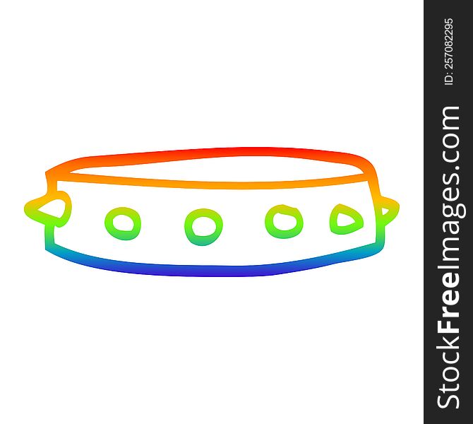 rainbow gradient line drawing of a cartoon spiked dog collar