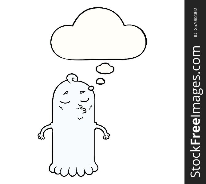 Cartoon Ghost And Thought Bubble