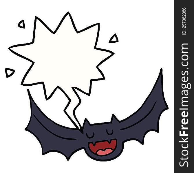cartoon bat with speech bubble. cartoon bat with speech bubble