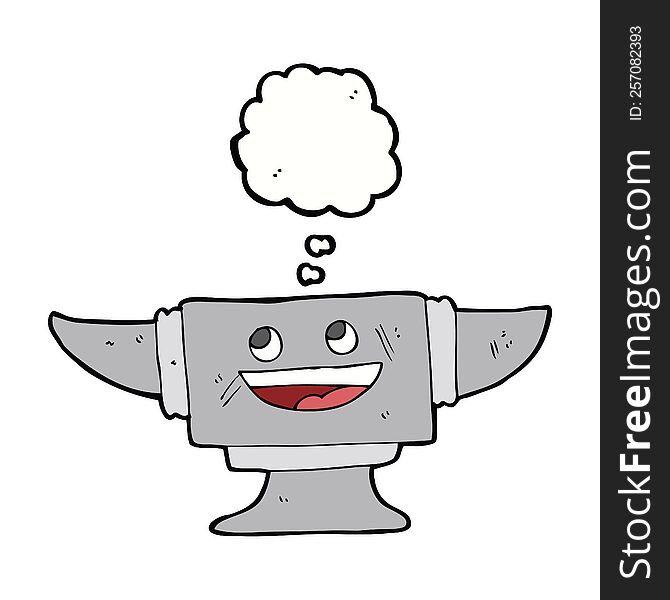 cartoon blacksmith anvil with thought bubble