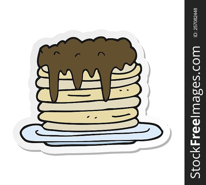 Sticker Of A Cartoon Pancake Stack