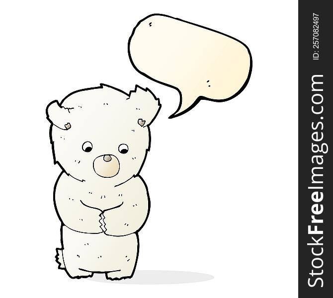 Cute Cartoon Polar Bear With Speech Bubble