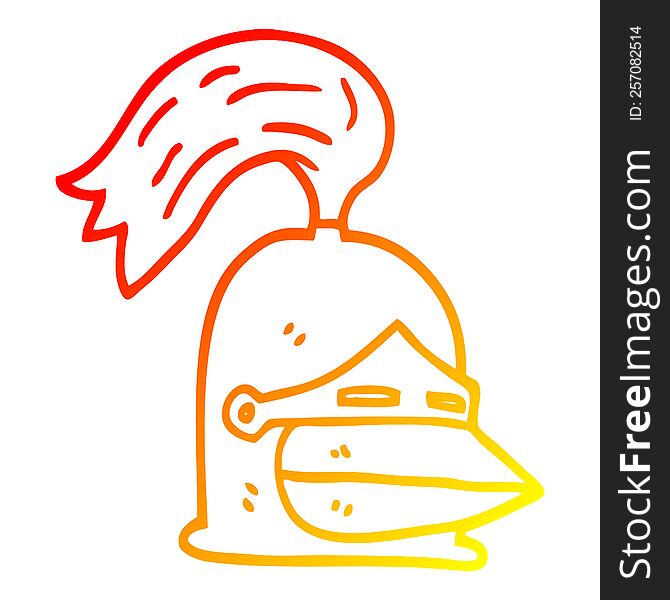 warm gradient line drawing of a cartoon golden helmet