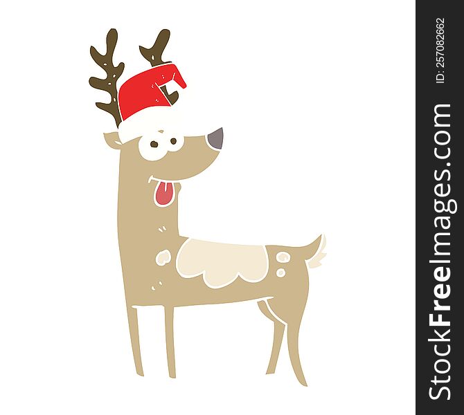 Flat Color Illustration Of A Cartoon Crazy Reindeer