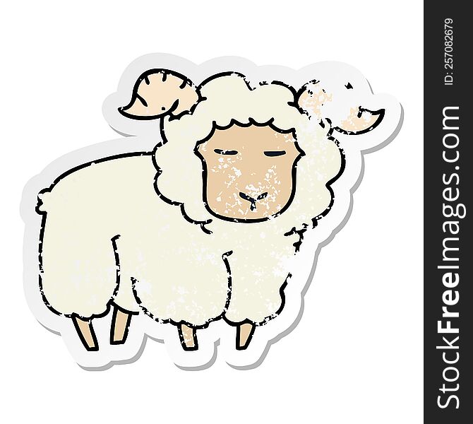 Distressed Sticker Of A Quirky Hand Drawn Cartoon Ram