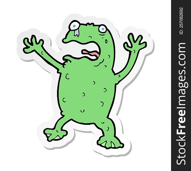 Sticker Of A Cartoon Frightened Frog