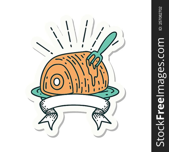 sticker of tattoo style roast beef