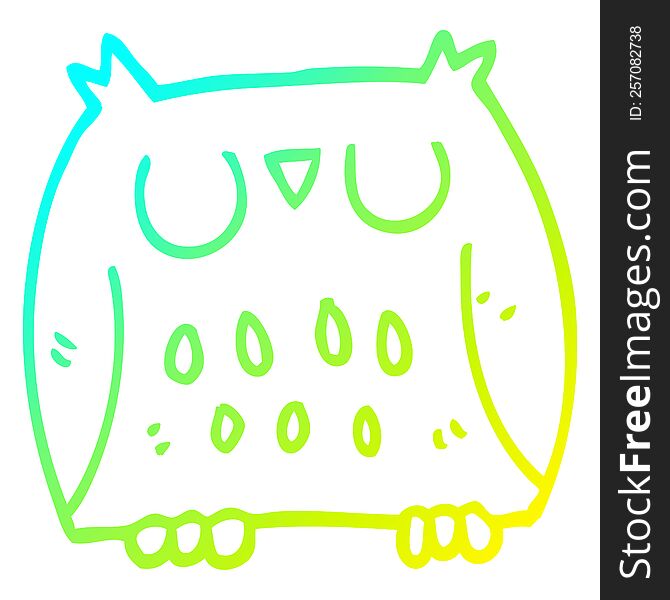 Cold Gradient Line Drawing Cartoon Cute Owl