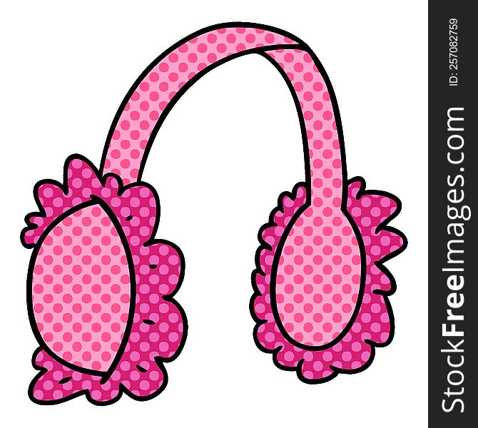 Cartoon Doodle Of Pink Ear Muff Warmers