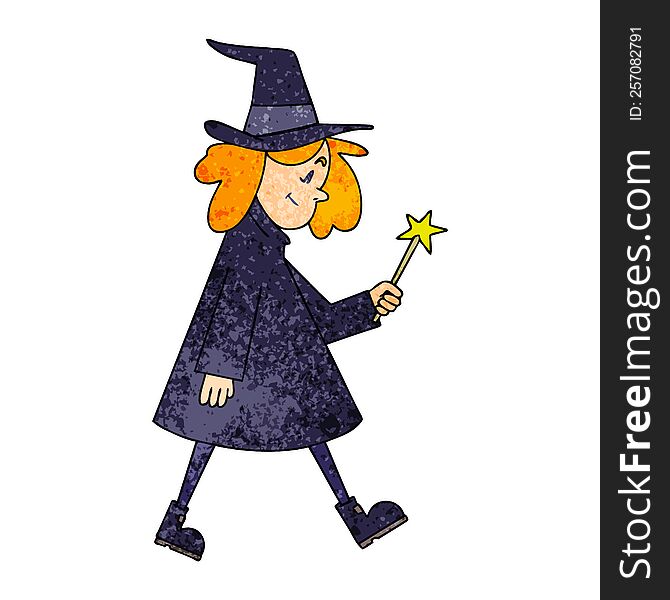 Quirky Hand Drawn Cartoon Witch