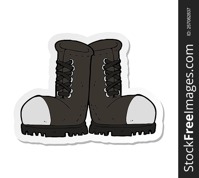 sticker of a cartoon steel toe cap boots