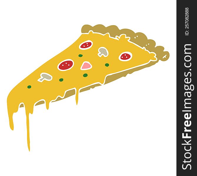 Flat Color Style Cartoon Pizza Slice