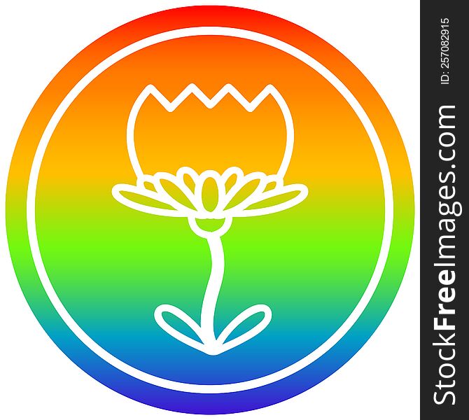 Lotus Flower Circular In Rainbow Spectrum