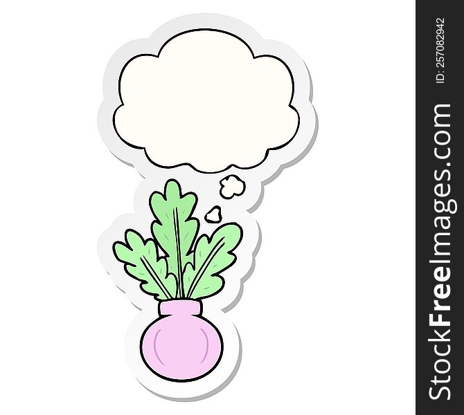 plant in vase with thought bubble as a printed sticker