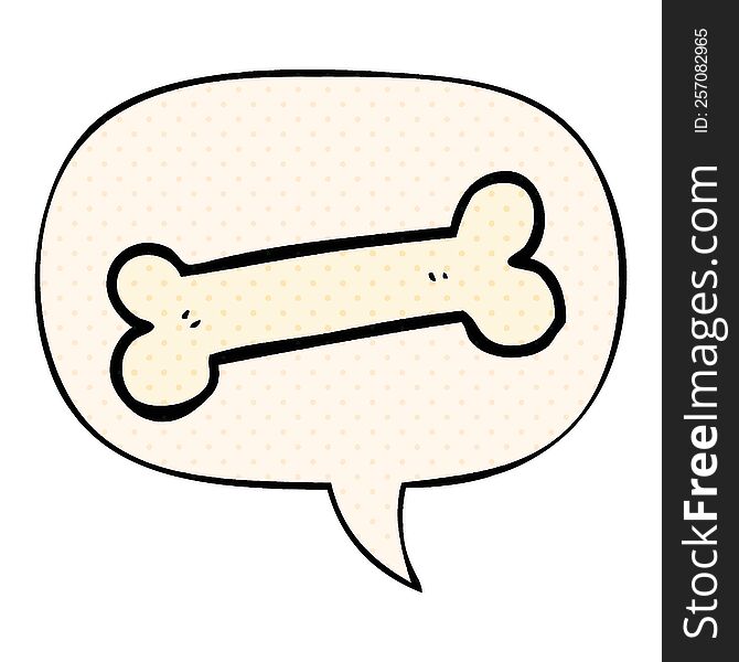 cartoon bone with speech bubble in comic book style