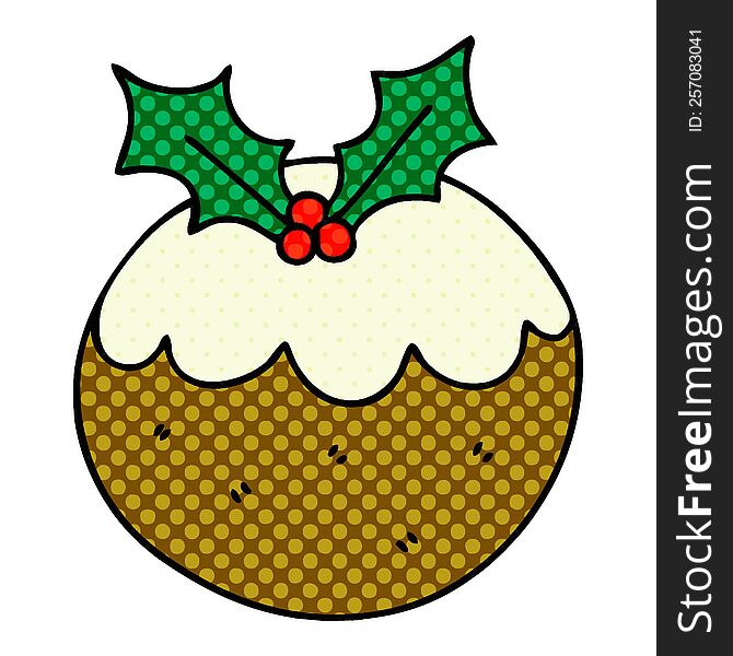 Quirky Comic Book Style Cartoon Christmas Pudding