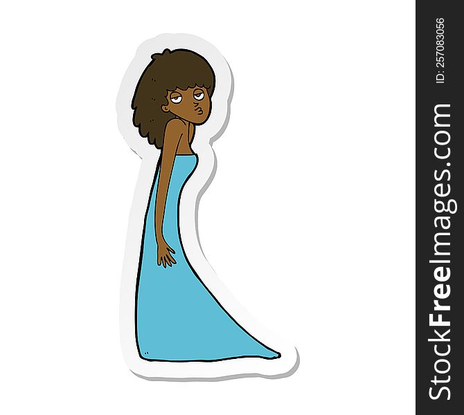 Sticker Of A Cartoon Woman Pulling Photo Face