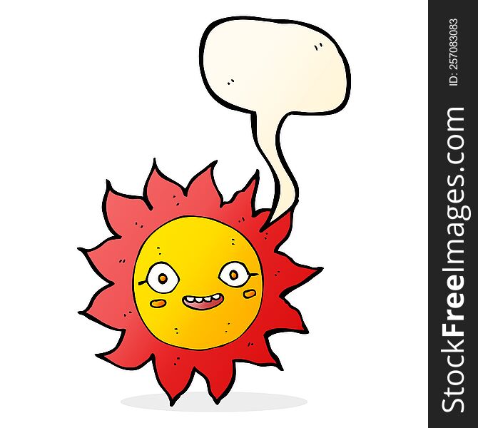 cartoon happy sun with speech bubble