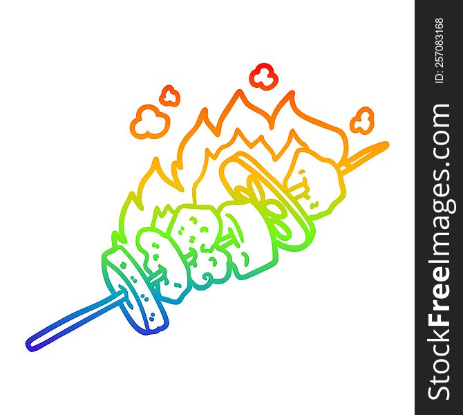 rainbow gradient line drawing of a cartoon kebab sticks